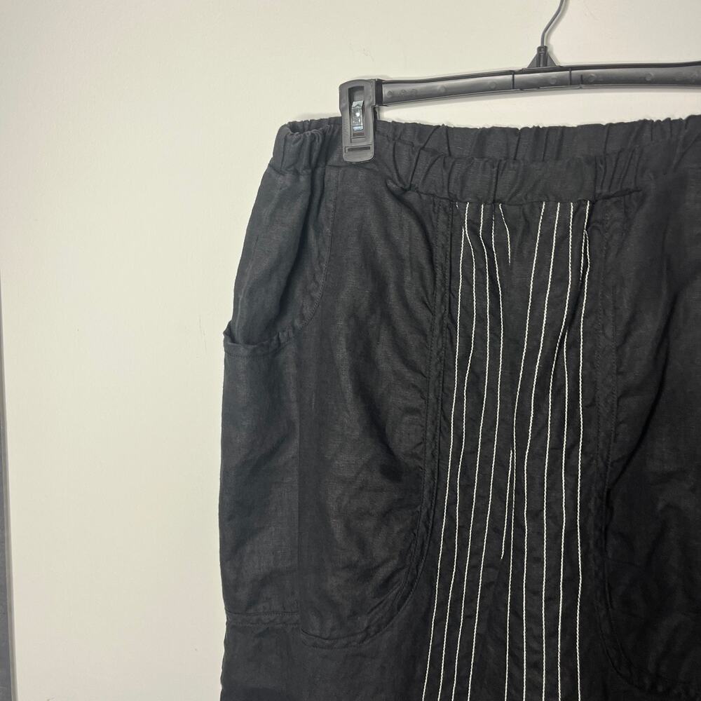 Cynthia Ashby Blouse and Pant Matching Set Womens L Black Linen USA Lagenlook - Picture 10 of 13